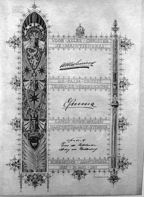 Blad uit een felicitatieregister bij de 90e verjaardag van P.J.H. Cuypers