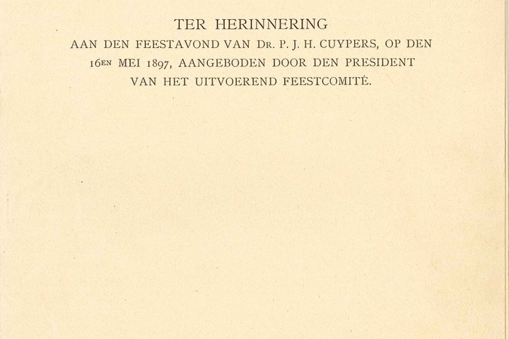 Herinneringsblad t.g.v. 70e verjaardag P.J.H. Cuypers