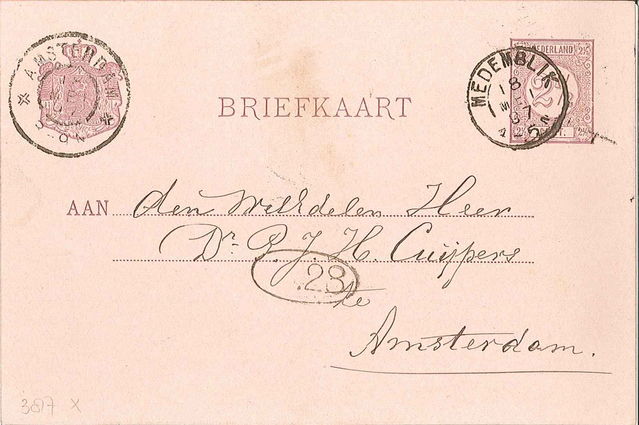 Briefkaart, felicitatie bij gelegenheid van de 70e verjaardag P.J.H. Cuypers