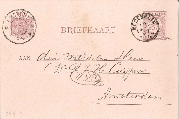 Briefkaart, felicitatie bij gelegenheid van de 70e verjaardag P.J.H. Cuypers