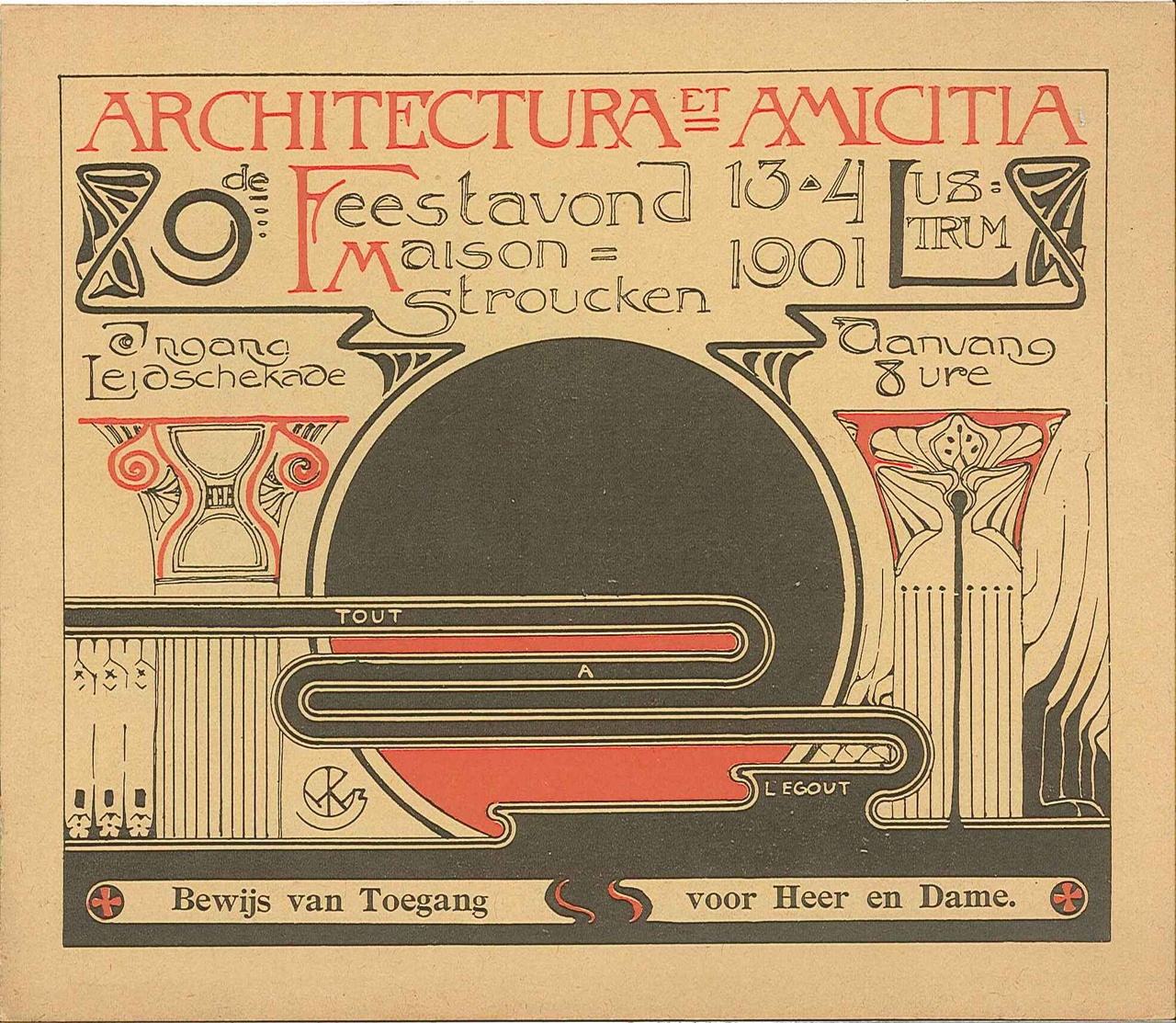 Uitnodiging feestavond t.g.v. 9e lustrum van Architectura et Amicitia.