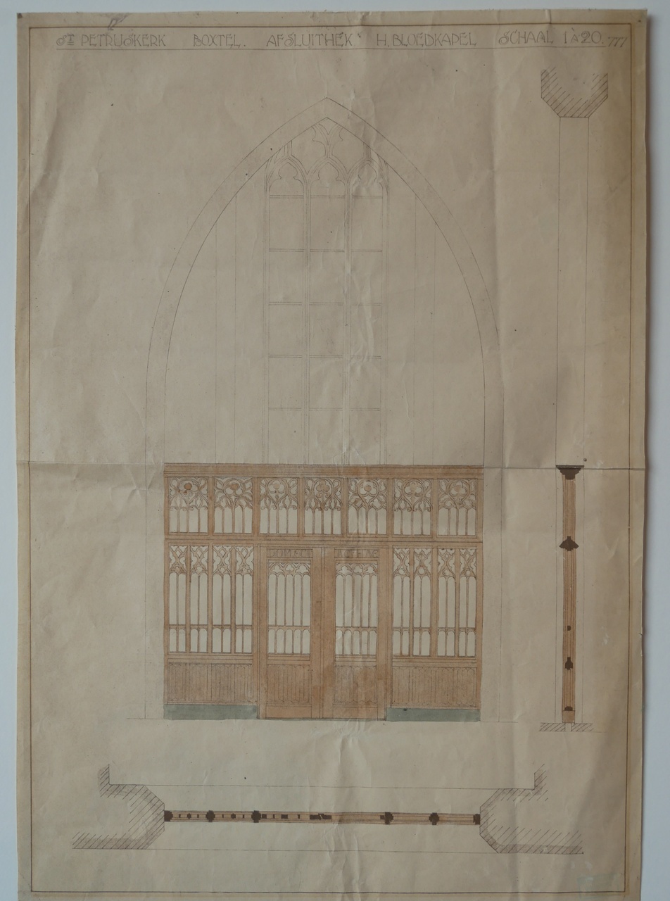 Ontwerptekening afsluithek Bloedkapel van de St. Petruskerk te Boxtel