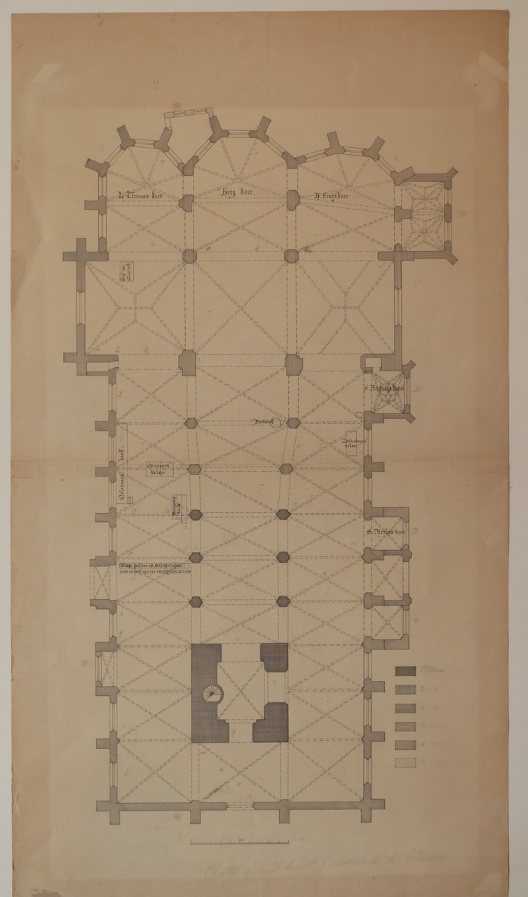 Ontwerptekening plattegrond van de St. Jacobuskerk te Utrecht