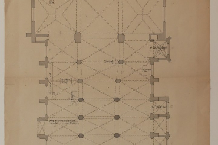 Ontwerptekening plattegrond van de St. Jacobuskerk te Utrecht