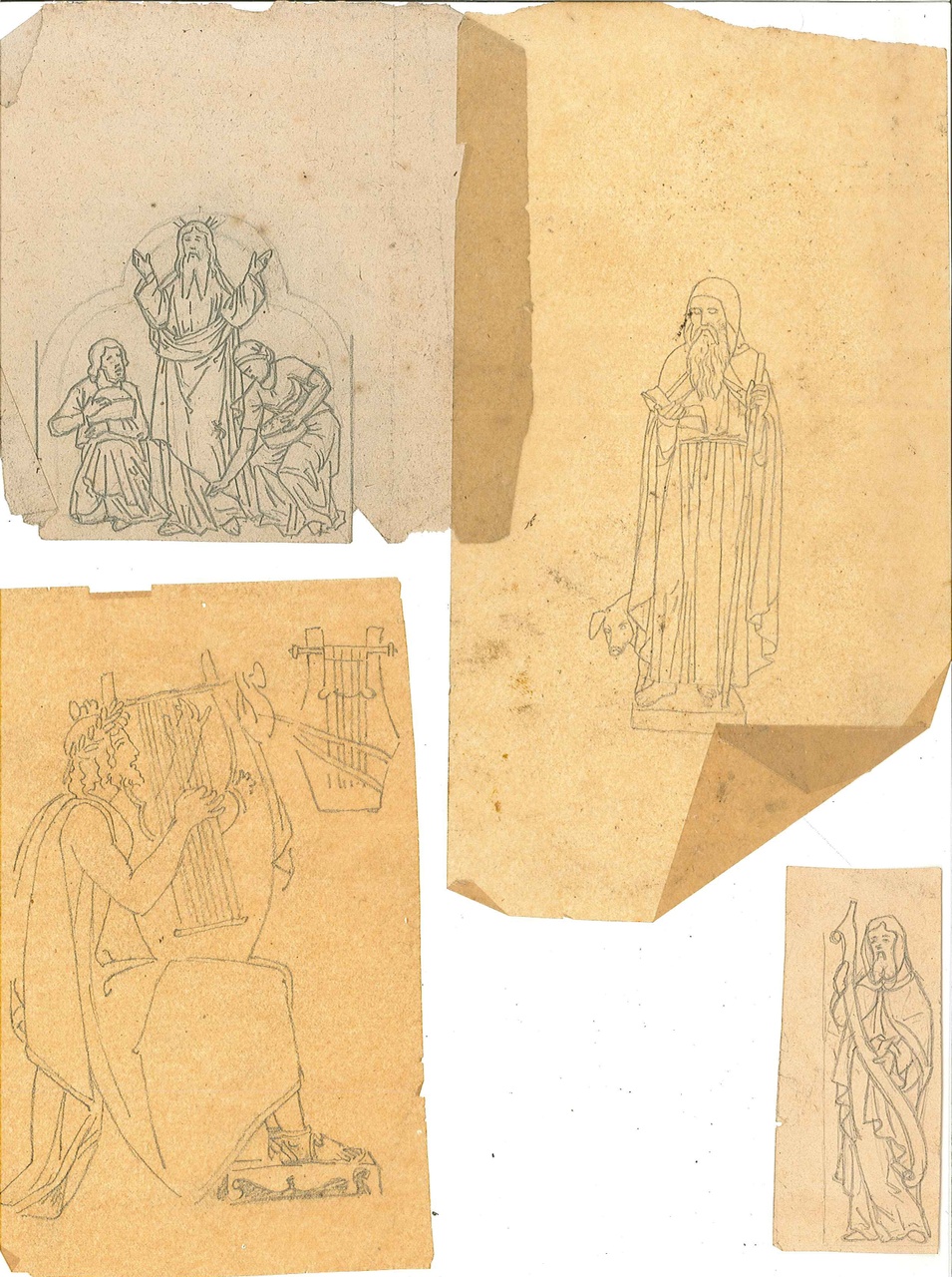 Verzameling kleine tekeningen van beelden etc. uit Cuypers' Kunstwerkplaatsen