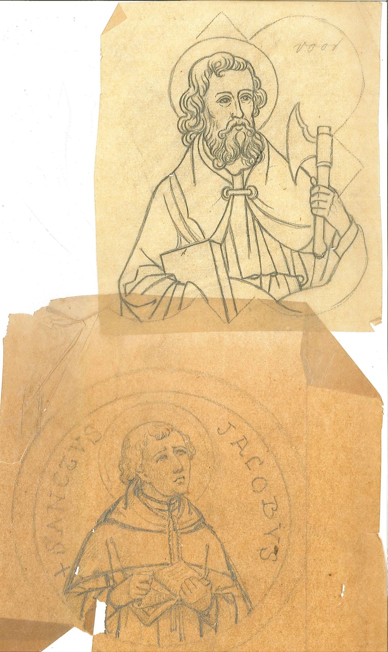 Verzameling kleine tekeningen van beelden etc. uit Cuypers' Kunstwerkplaatsen