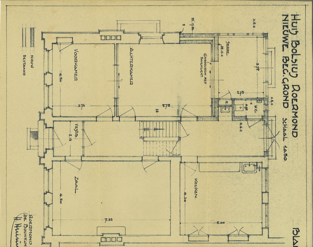 Map met tekeningen en bestek betreffende de verbouwing van het woonhuis Andersonweg 10 (voorheen Maastrichterweg 3), in opdracht van Mr. F.J. Bolsius.