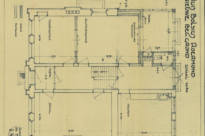 Map met tekeningen en bestek betreffende de verbouwing van het woonhuis Andersonweg 10 (voorheen Maastrichterweg 3), in opdracht van Mr. F.J. Bolsius.