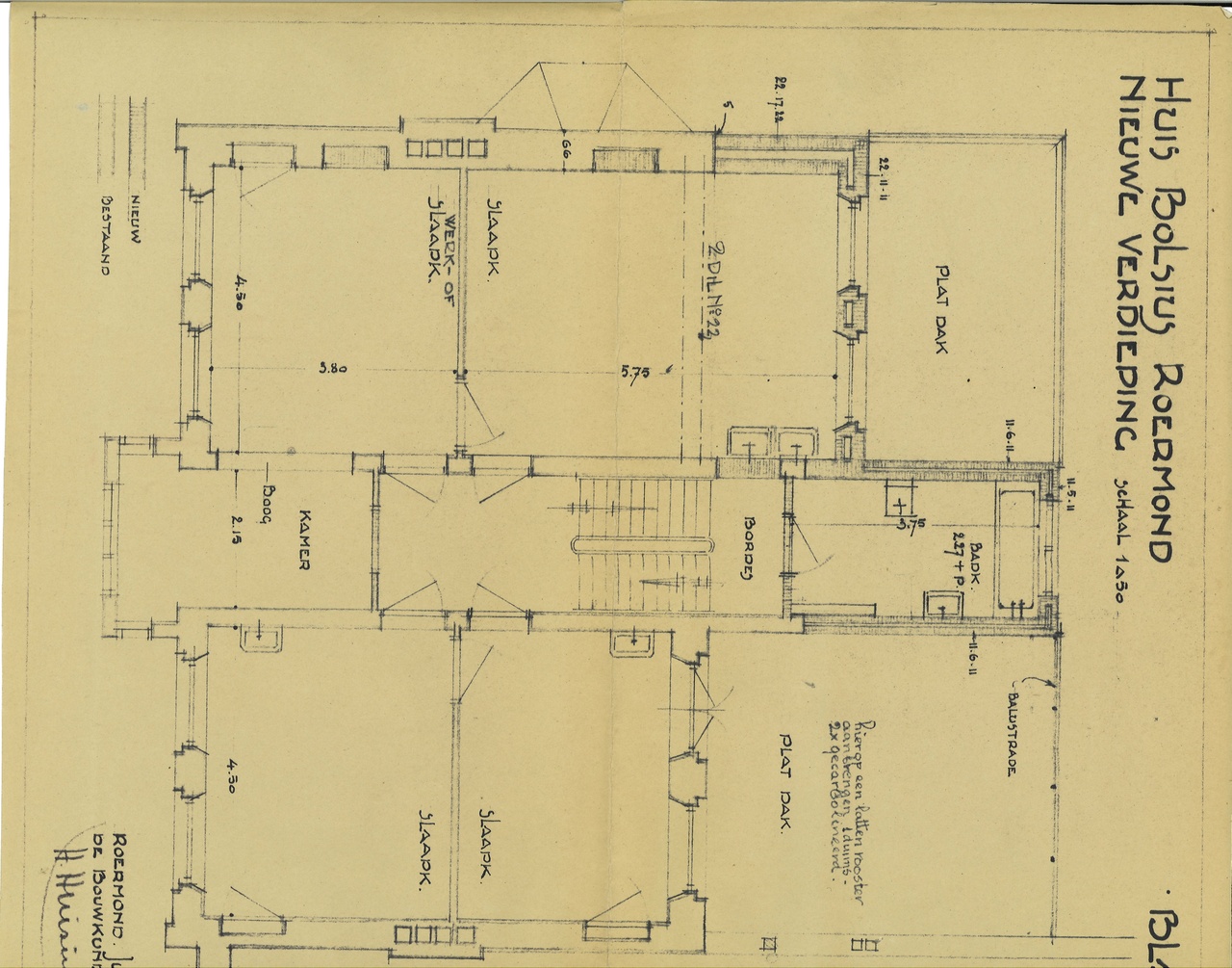 Map met tekeningen en bestek betreffende de verbouwing van het woonhuis Andersonweg 10 (voorheen Maastrichterweg 3), in opdracht van Mr. F.J. Bolsius.