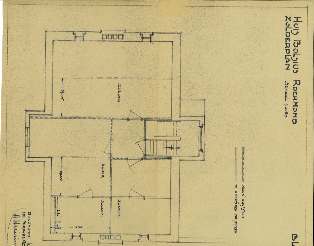 Map met tekeningen en bestek betreffende de verbouwing van het woonhuis Andersonweg 10 (voorheen Maastrichterweg 3), in opdracht van Mr. F.J. Bolsius.