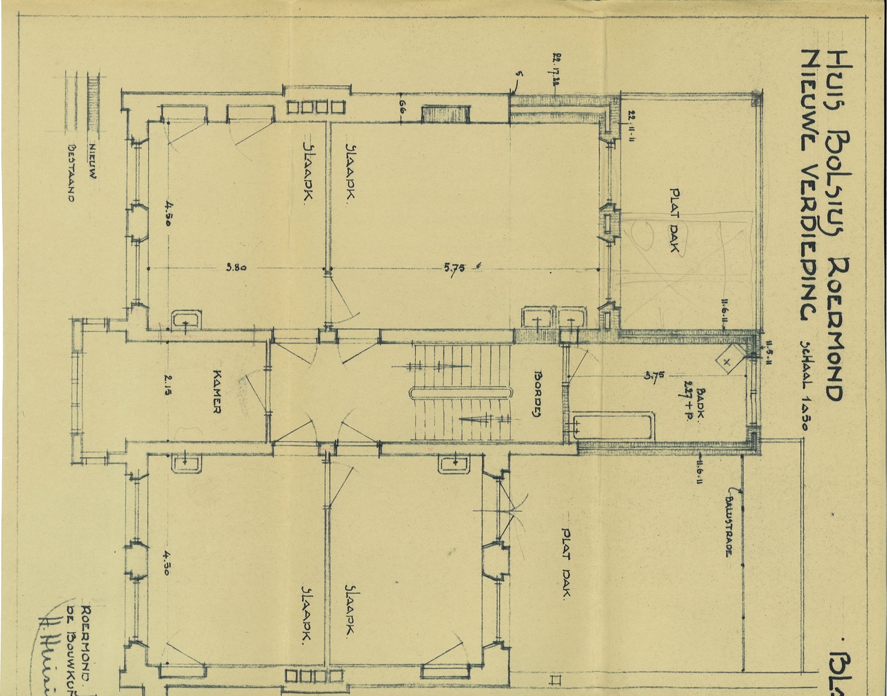 Map met tekeningen en bestek betreffende de verbouwing van het woonhuis Andersonweg 10 (voorheen Maastrichterweg 3), in opdracht van Mr. F.J. Bolsius.