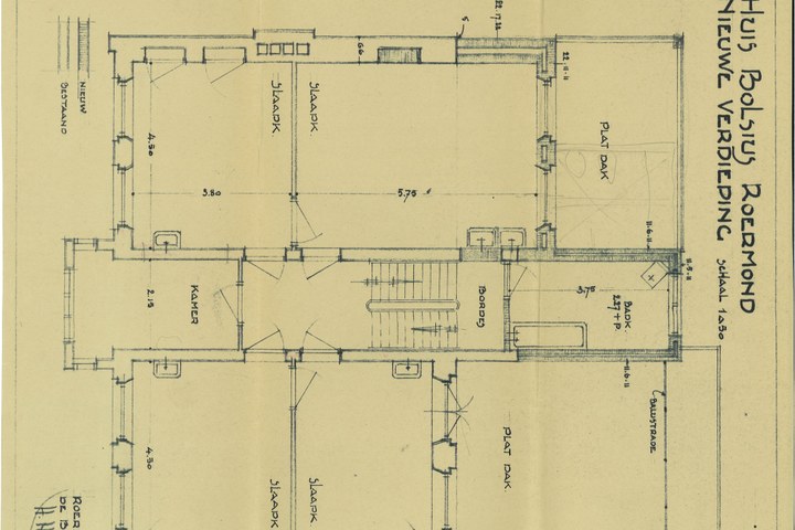 Map met tekeningen en bestek betreffende de verbouwing van het woonhuis Andersonweg 10 (voorheen Maastrichterweg 3), in opdracht van Mr. F.J. Bolsius.