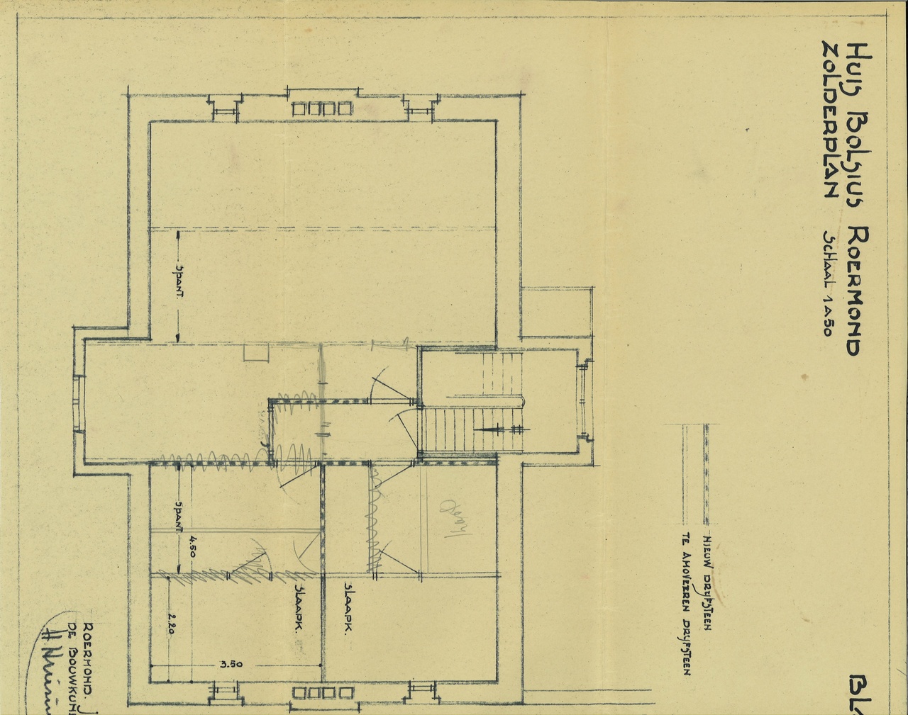 Map met tekeningen en bestek betreffende de verbouwing van het woonhuis Andersonweg 10 (voorheen Maastrichterweg 3), in opdracht van Mr. F.J. Bolsius.