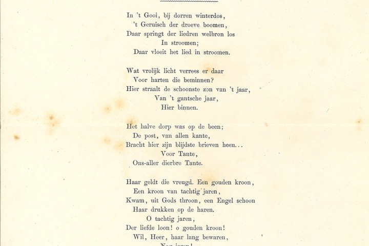Bij den 80n verjaardag van onze geliefde tante, Mevr. de Wed. Royer, geb. Kerst