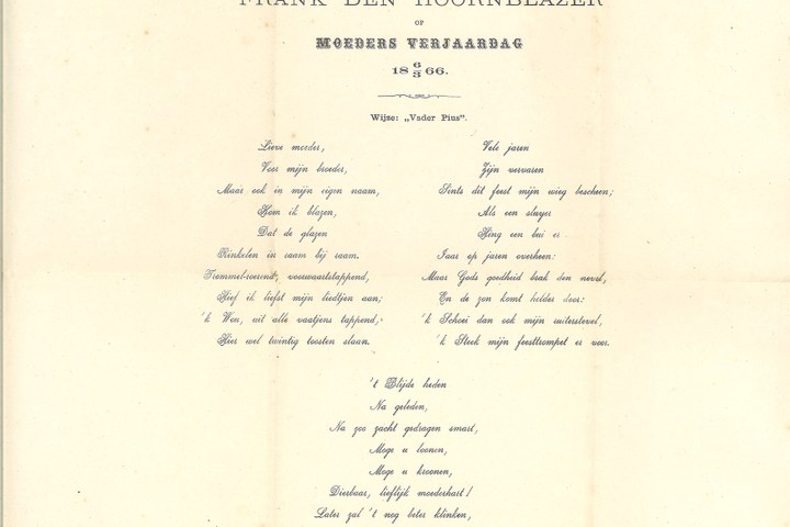 Liedjen van Frank den Hoornblazer op Moeders Verjaardag 18 6/3 66