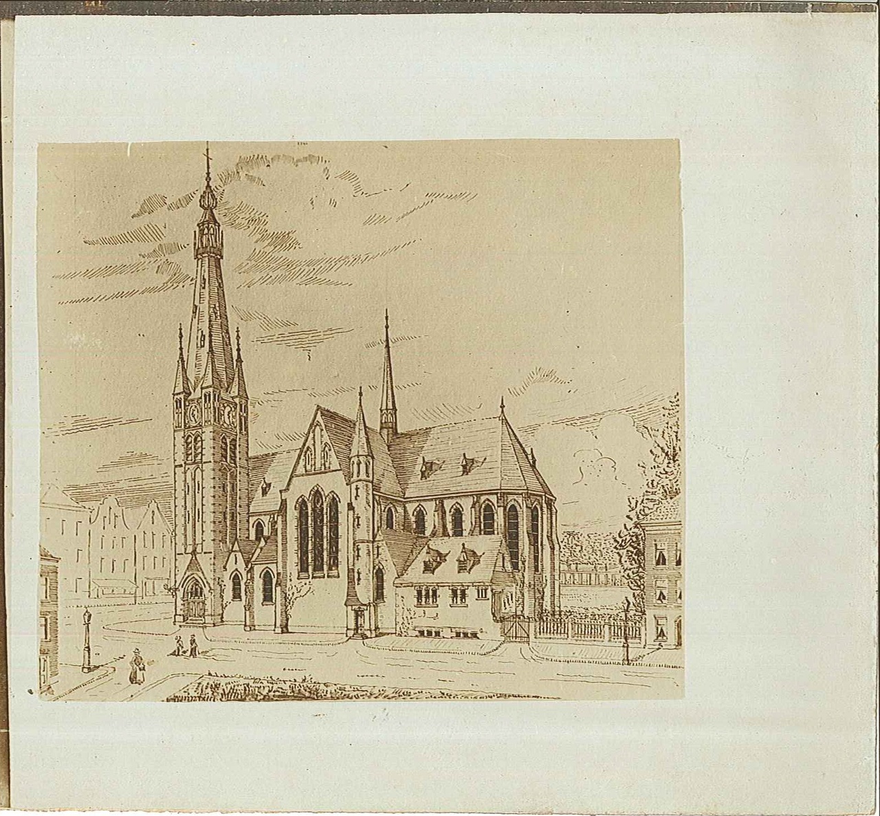 Reproductie van tekening kerk te Hamont. J. Cuypers en J. Stuyt architecten.