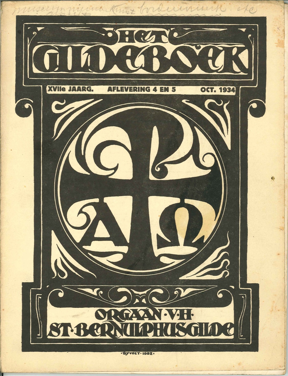 Het GILDEBOEK, orgaan van het St. Bernulphusgilde, oktober 1934, afleveringen 4 en 5 van de 17de jaargang.