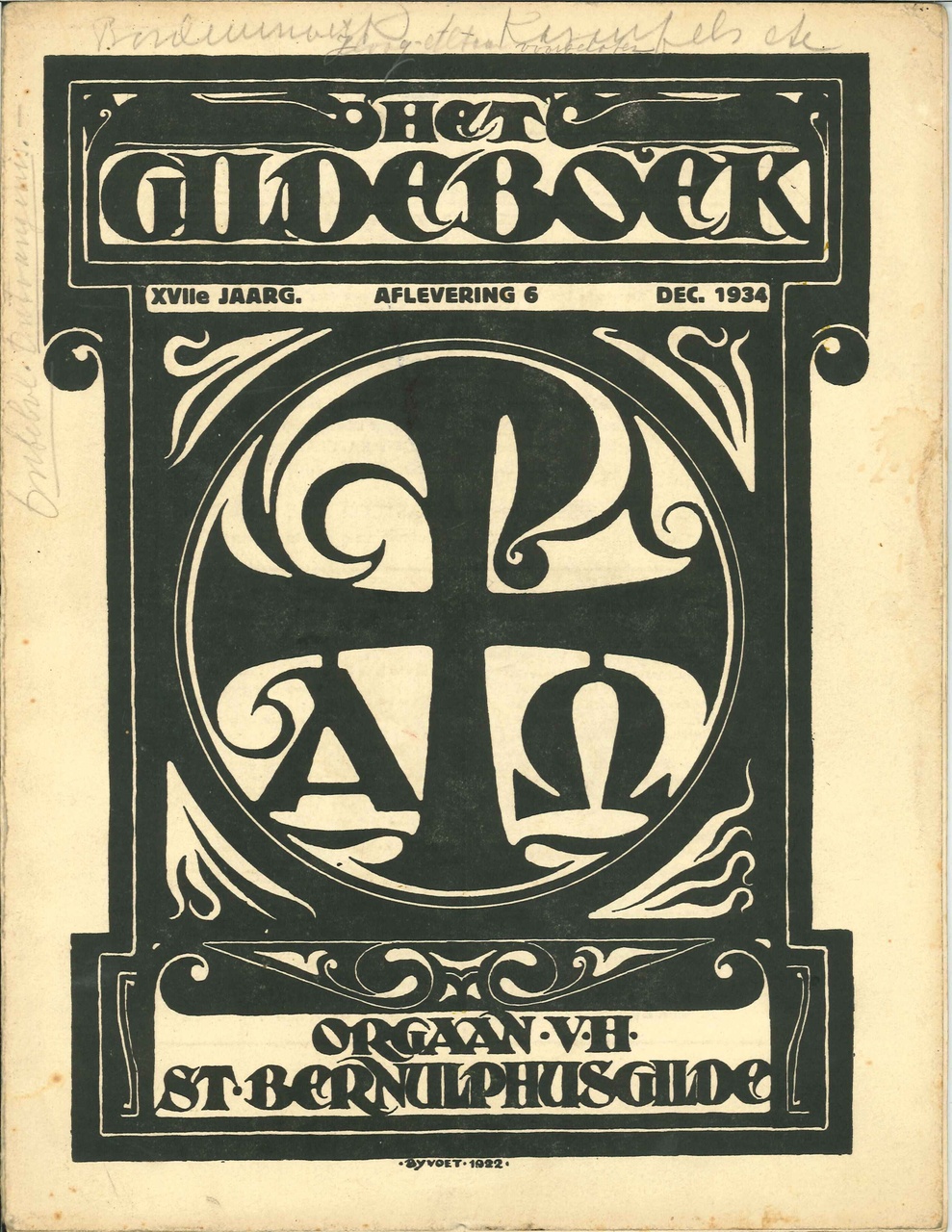 Het GILDEBOEK, orgaan van het St. Bernulphusgilde, december 1934, aflevering 6 van de 17de jaargang.