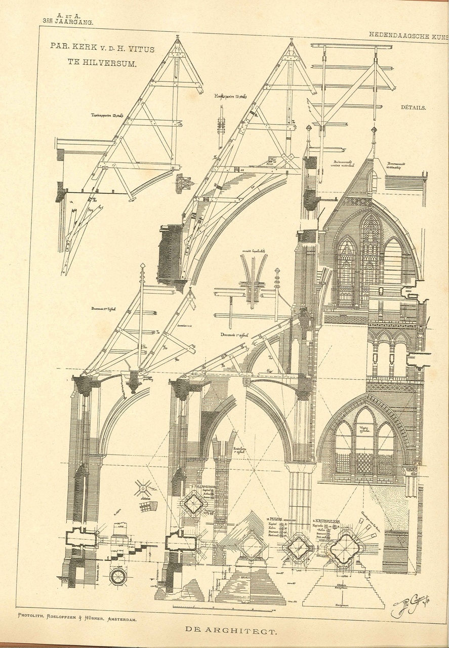 Een overdruk van het ontwerp van de St. Vituskerk te Hilversum