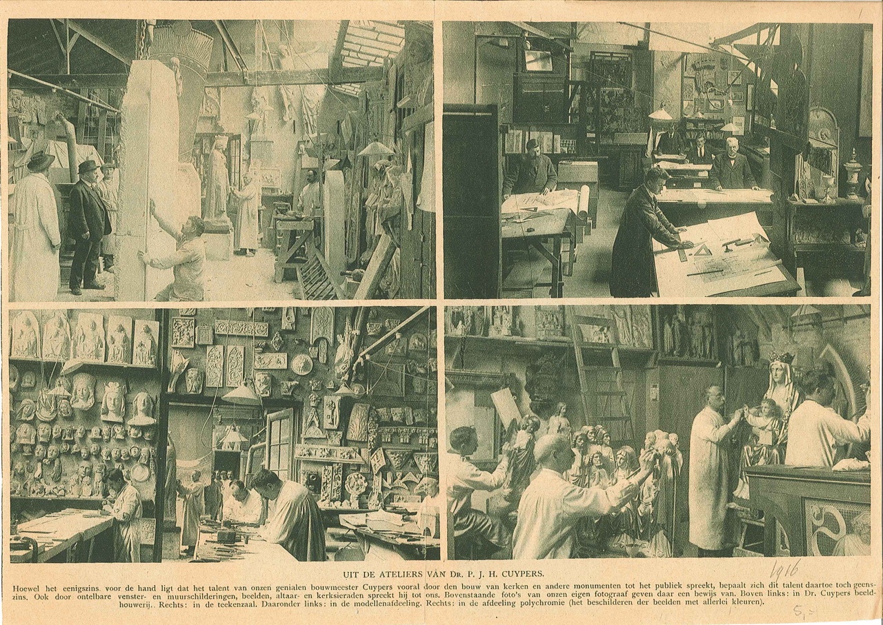 Fotopagina van Cuypers' Werkplaatsen uit Katholieke Illustratie van 12 mei 1917.