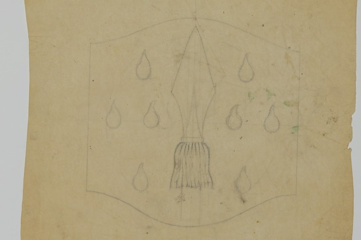Ontwerp voor een "lanspunt" op doorstuifpapier