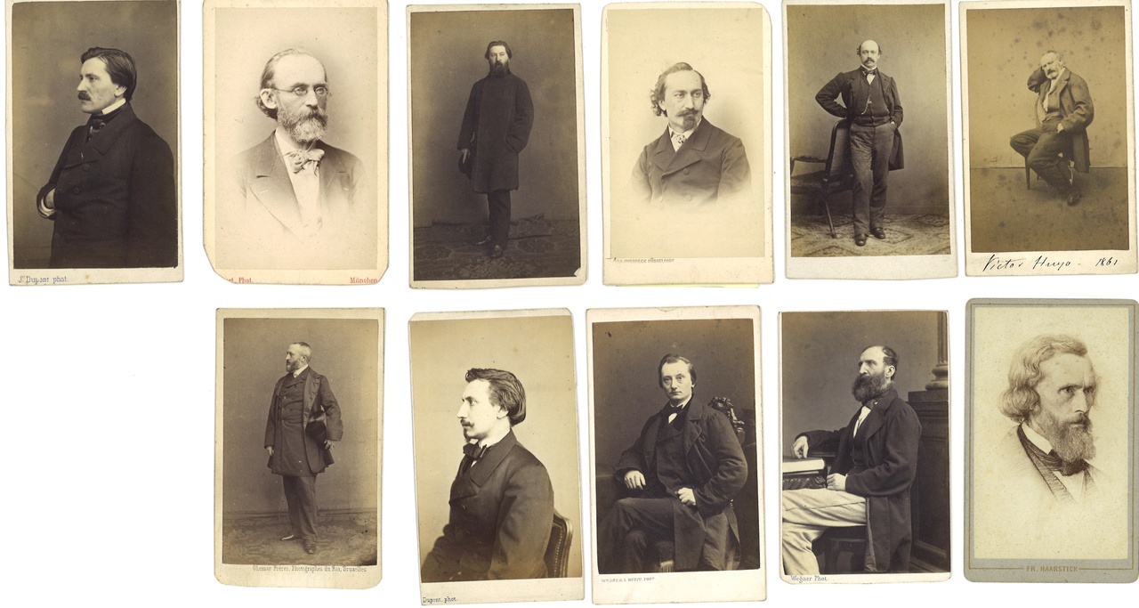 Verzameling van 11 Portretfoto's (carte-de-visite) van kunstenaars