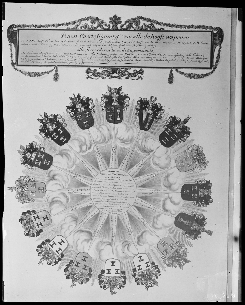 Glasnegatief van foto van producten uit de Cuypers' Kunstwerkplaatsen: "Haarzuylen Wapens".