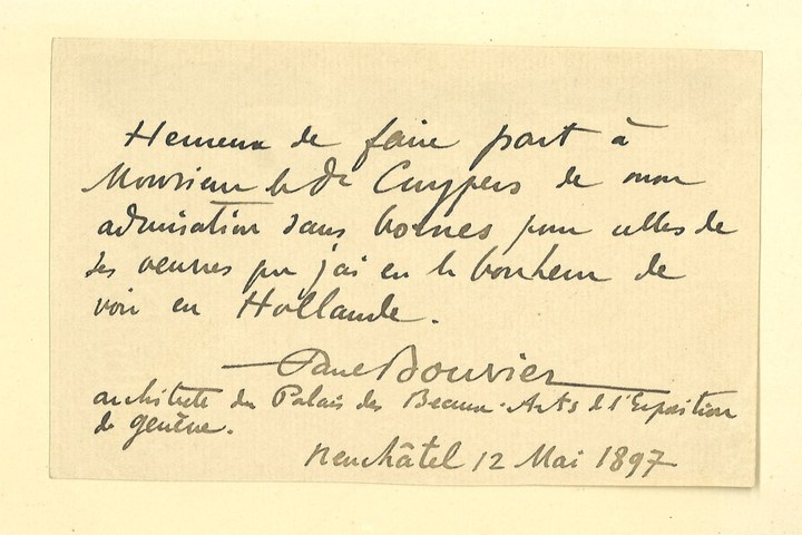 Gebonden album met gelukwensen aan dr. P. Cuypers t.g.v. zijn 70-ste verjaardag op 16 mei 1897 op afzonderlijke wenskaarten van diverse collega-architecten: wenskaart