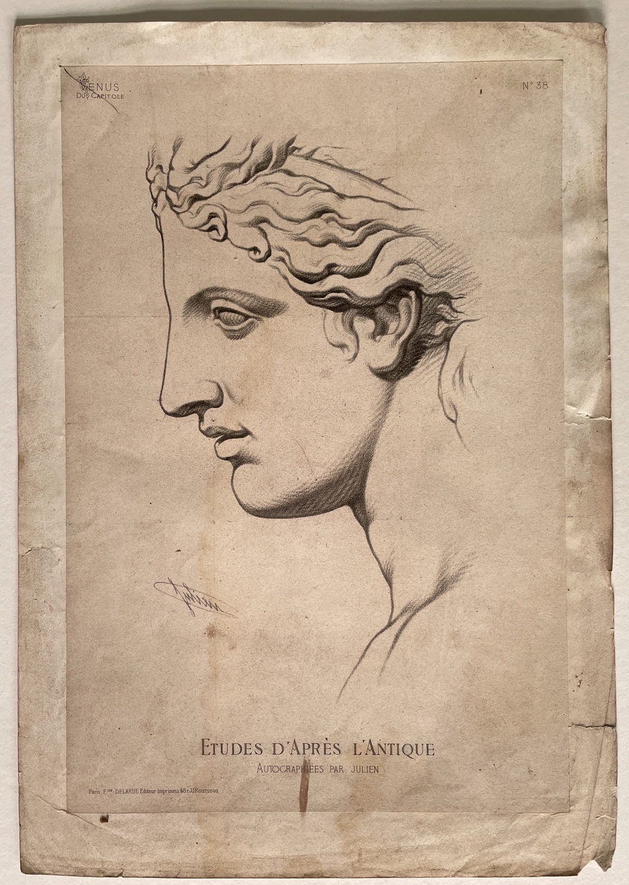 Schets uit: Ëtudes d' Apres l'Antique. Mannenhoofd van zijkant (Venus du Capitole).