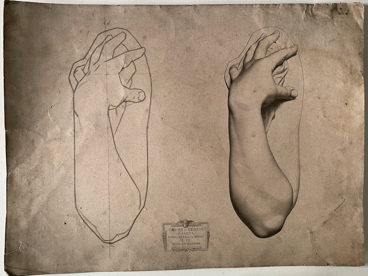 Schets uit tekenleerboek "Cours de Dessin", eerste deel