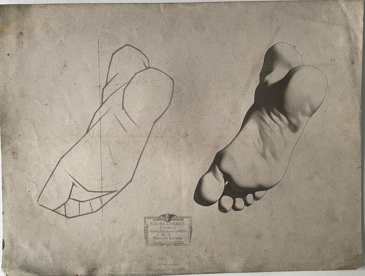 Schets uit tekenleerboek "Cours de Dessin", eerste deel, Plaat 9.