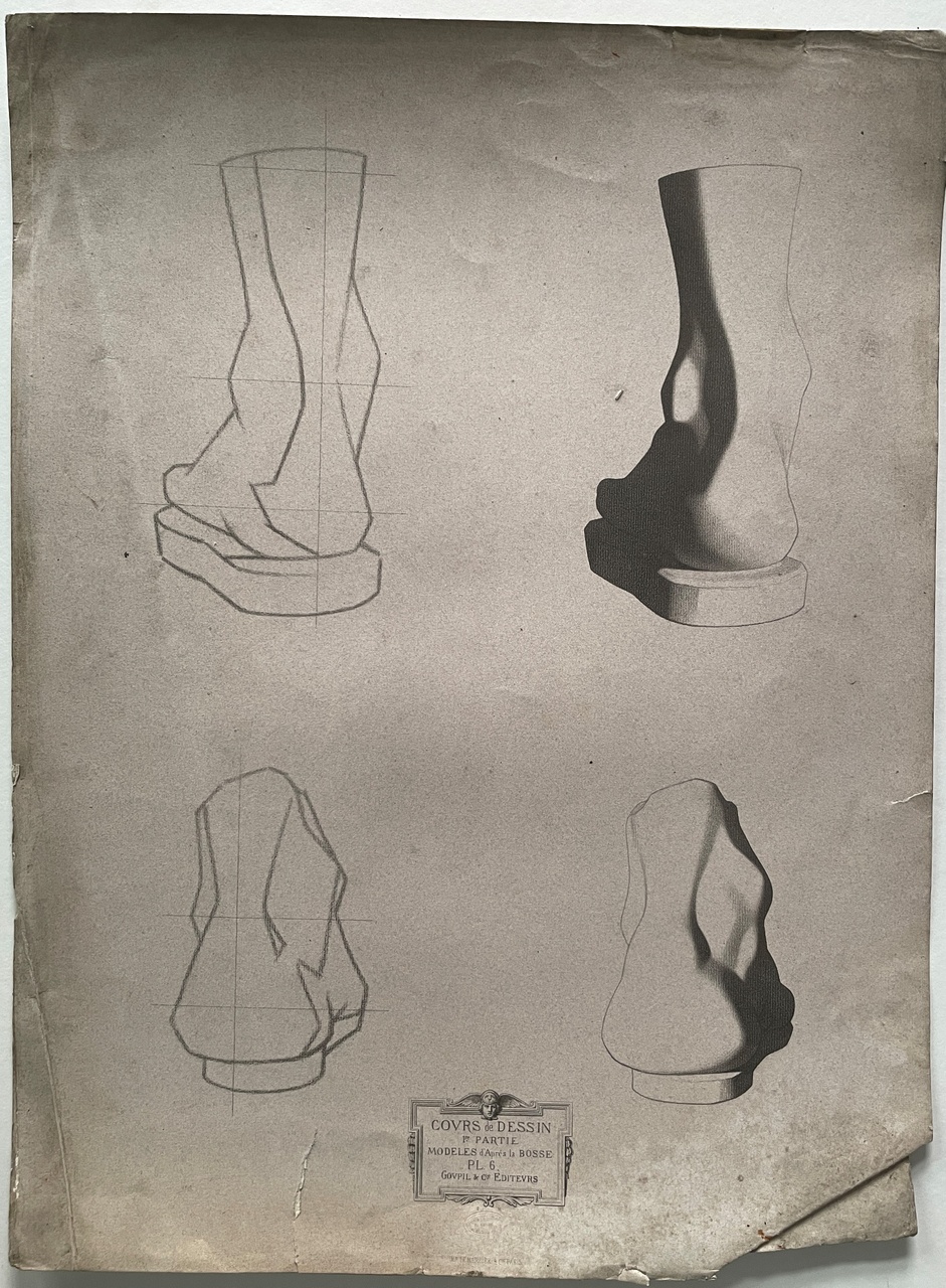 Schets uit tekenleerboek "Cours de Dessin", eerste deel, Plaat 6.