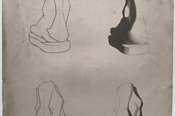 Schets uit tekenleerboek "Cours de Dessin", eerste deel, Plaat 6.