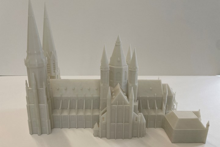 3-D print van een maquette van de Willibrorduskerk te Amsterdam.