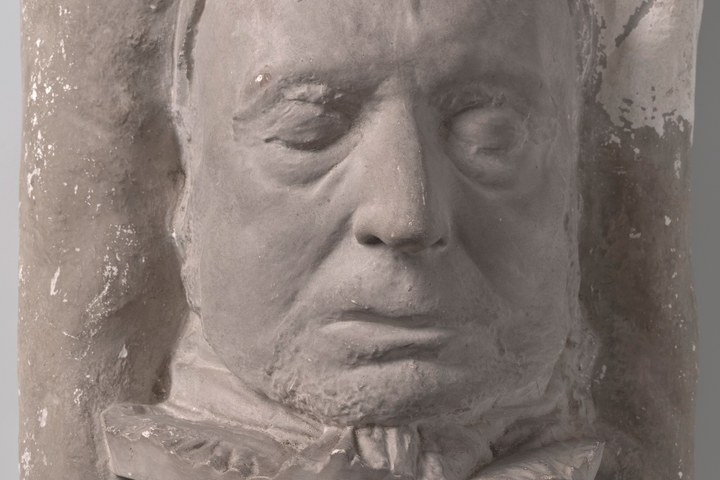 Dodenmasker in gips van Willem Bilderdijk.