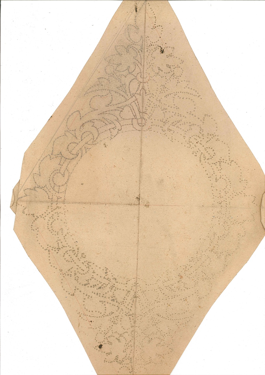 Ontwerp voor een sjabloon op geperforeerd papier (stippellijnen)