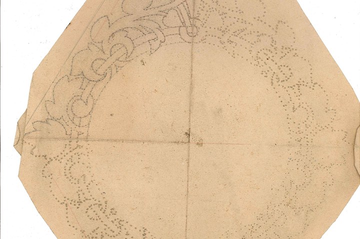 Ontwerp voor een sjabloon op geperforeerd papier (stippellijnen)