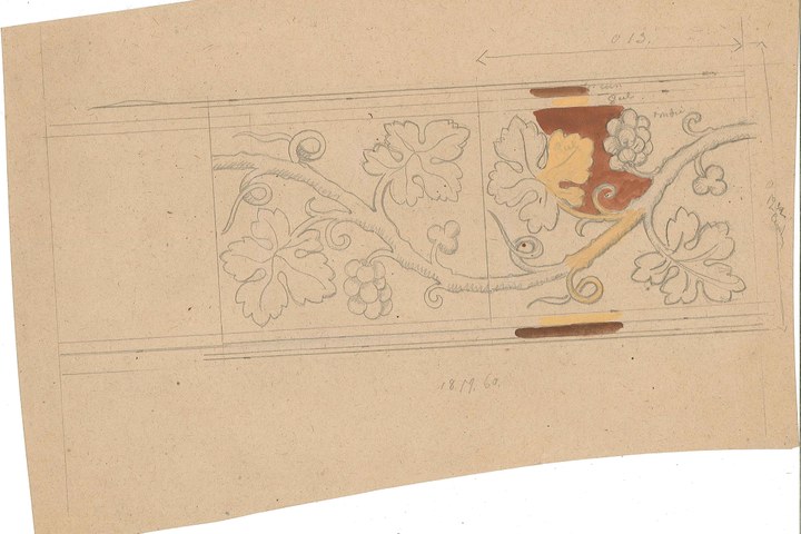 Ontwerp voor een ornament met florale motieven