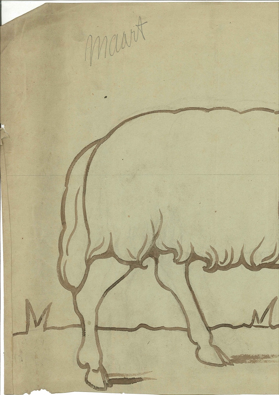 Ontwerp voor een tekening uit de 12 sterrenbeelden uit de Dierenriem: Ram (maart).