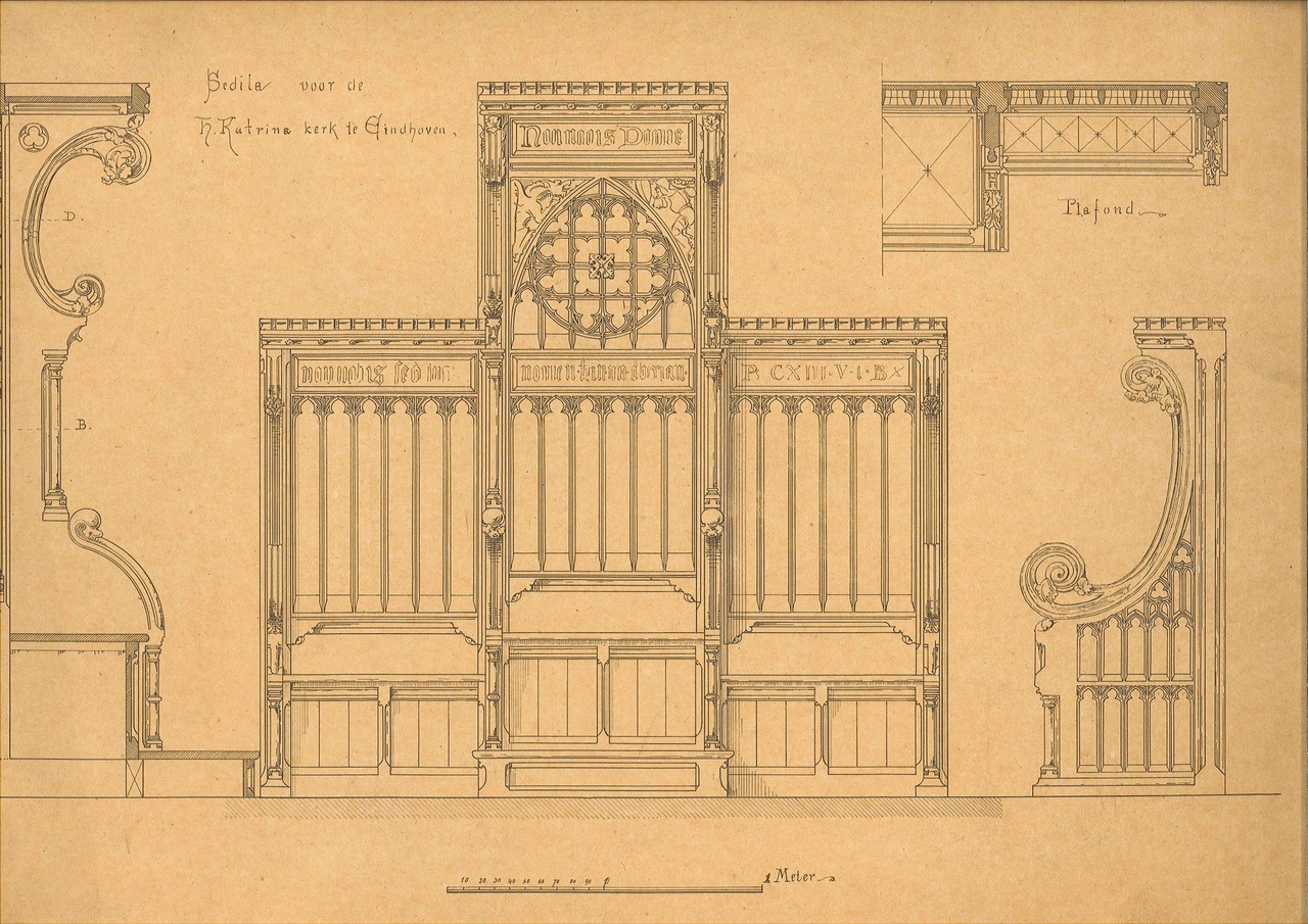 Ontwerp voor een kerkinterieur: Sedila voor de H. Katrinakerk te Eindhoven