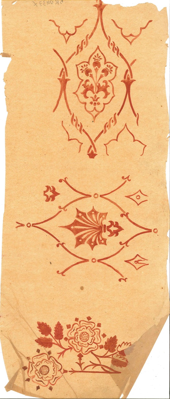 Ontwerp voor ornamentering (sjabloon?) met diverse motieven