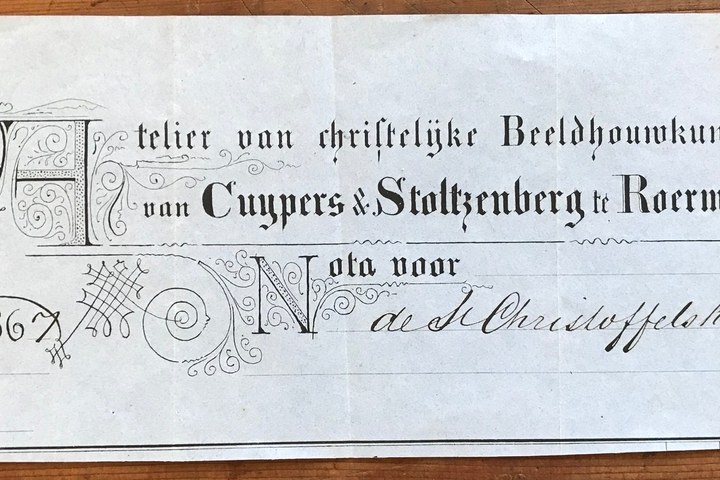 Briefhoofd van de voorloper van Cuypers' Kunstwerkplaatsen uit 1867